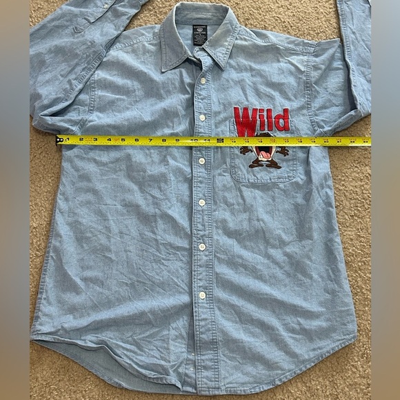 Vintage 90’s Warner Brothers Men’s Small Denim Taz Shit - Picture 5 of 7